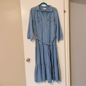 Nurture By Westbound Blue Denim Midi Dress Size Large